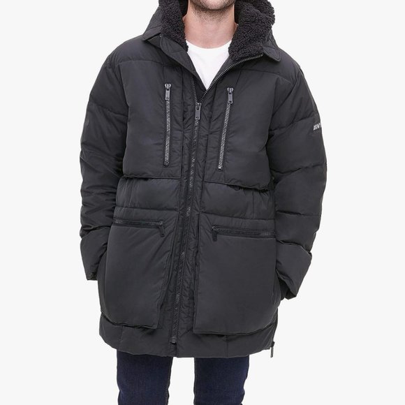 Dkny Other - DKNY Mens Ultra Loft Full Length Quilted Parka with Sherpa Lined Hood